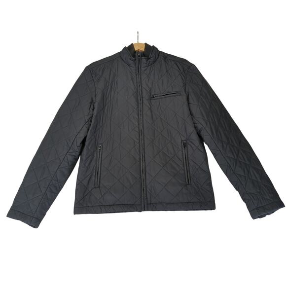 French Connection‎ Quilted Bomber Jacket Black Men's Medium Nylon 55xi4 Puffer - Picture 1 of 9